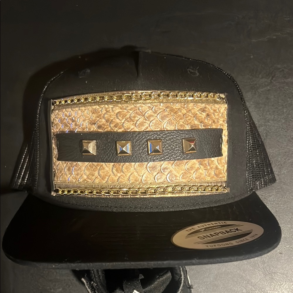 Stylish Black Snapback with Gold Accents